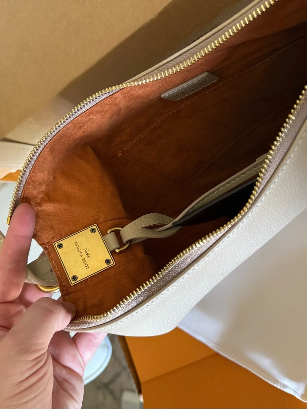 Light Cream “cookie” Crescent Shoulder Bag